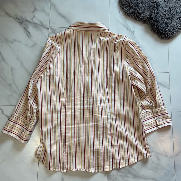 Chicos size 2 (large) striped button up top 3/4 sleeves flip cuff spring casual - Picture 5 of 7